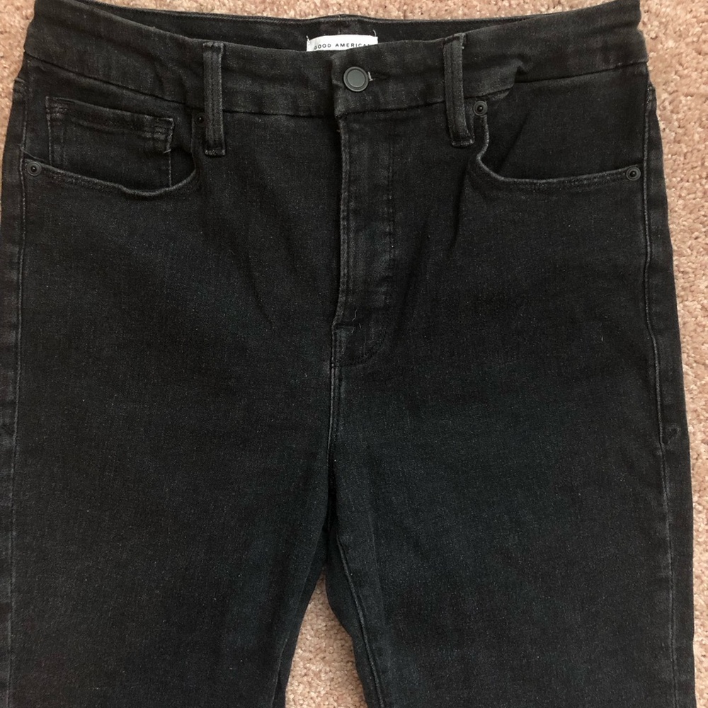 Good American Good Jeans 12 Black Raw Hem - Picture 2 of 12